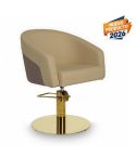 Sillón hidráulico de corte acolchado con base redonda dorada Modelo Eyra BE-GR Beige