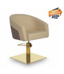 Sillón hidráulico de corte acolchado con base cuadrada dorada Modelo Eyra BE-GS Beige