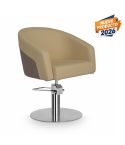 Sillón hidráulico de corte acolchado con base redonda plateada Modelo Eyra BE-R Beige
