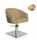 Sillón hidráulico de corte acolchado con base cuadrada plateada Modelo Eyra BE-S Beige