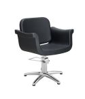 Sillón corte de Peluquería con base de estrella plateada inox. Modelo Hydra B-F Negro