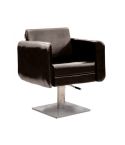Sillón hidráulico de corte de linea cuadrada con reposabrazos Modelo Jean Claude Olivier Chocolate