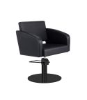 Sillón hidráulico de corte con base redonda negra y reposabrazos Modelo Loris BR