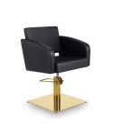 Sillón hidráulico de corte con base cuadrada dorada y reposabrazos Modelo Loris BGS