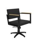 Sillón hidráulico de corte Vintage con base de estrella negra y reposabrazos madera Modelo Ocean B-BF