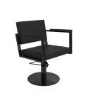 Sillón hidráulico de corte Vintage con base redonda negra y reposabrazos negros Modelo Ocean B-BR-U