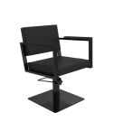 Sillón hidráulico de corte Vintage con base cuadrada negra y reposabrazos negros Modelo Ocean B-BS-U