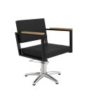 Sillón hidráulico de corte Vintage con base de estrella plateada y reposabrazos madera Modelo Ocean B-F