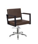 Sillón hidráulico de corte Vintage con base de estrella plateada y reposabrazos marrones Modelo Ocean BR-F-U