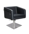 Sillón Corte de Peluquería con base cuadrada plateada inox. Modelo Egan B-S