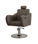 Sillón Corte de Peluquería reclinable con cabezal Modelo Gala Marrón Grisáceo - Base a elegir