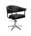 Sillón Corte de Peluquería Vintage con base de estrella plateada inox. Modelo Lyra B-F Negro