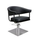 Sillón Corte de Peluquería Vintage con base cuadrada plateada inox. Modelo Lyra B-S Negro