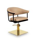 Sillón Corte de Peluquería Vintage con base metálica y reposabrazos Modelo Lyra BE - Base dorada a elegir