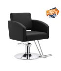Sillón de Peluquería hidráulico con base redonda y reposapiés Modelo Mattia - Color Negro