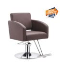 Sillón de Peluquería hidráulico con base redonda y reposapiés Modelo Mattia - Color Marrón