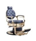 Sillón Clásico de Barbero hidráulico estilo Retro Vintage con reposapies integrado Modelo Buzz Gold Blue