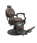 Sillón Clásico de Barbero hidráulico Retro Vintage con reposapies integrado Modelo Clint Marrón