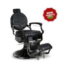 Sillón Clásico de Barbero hidráulico estilo Retro Vintage con reposapies integrado Modelo Kirk BC Negro