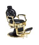 Sillón Clásico de Barbero hidráulico estilo Retro Vintage con reposapies integrado Modelo Kirk CG Dorado