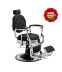 Sillón Clásico de Barbero hidráulico estilo Vintage con reposapies integrado Modelo LBH Mack Silver Negro