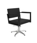 Sillón hidráulico de corte Vintage con base de estrella plateada y reposabrazos negros Modelo Ocean B-F-U