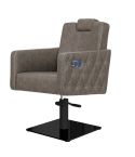 Sillón hidráulico de corte reclinable con cabezal Modelo Versa Plus Marrón grisáceo con costuras - Base negra a elegir
