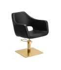 Sillón hidráulico de corte de linea curva con Base redonda inox. dorada Modelo Wedge Square Inox. Gold