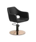Sillón hidráulico de corte de linea curva con Base redonda cobre y negra Modelo Wedge Round Copper & Black