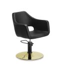 Sillón hidráulico de corte de linea curva con Base redonda dorada y negra Modelo Wedge Round Gold & Black