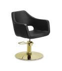 Sillón hidráulico de corte de linea curva con Base redonda dorada Modelo Wedge Round Gold