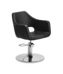 Sillón hidráulico de corte de linea curva con Base redonda plateada Modelo Wedge Round Silver