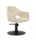 Sillón corte de peluquería linea curva con base redonda negra Modelo Whim R Beige