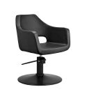 Sillón corte de peluquería linea curva con base redonda negra Modelo Whim R Negro