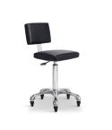 Taburete ergonómico con respaldo con 5 ruedas regulable en altura Modelo Gordon B Negro