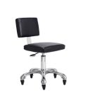 Taburete ergonómico con respaldo con 5 ruedas regulable en altura Modelo Gordon BXS Negro