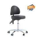 Taburete ergonómico redondo con Respaldo regulable en altura e inclinacion Modelo Supp