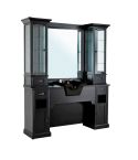 Tocador de Barbería Vintage con Lavacabezas Negro y Vitrina Modelo WILLIAM 1B/22