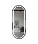 Tocador de Peluquería ovalado estilo Moderno con espejo LED y marco plateado Modelo Kobe 170x70 cm