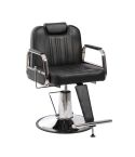 Sillón Barbero hidráulico reclinable con reposapiés metálico Modelo Tonsur Larry  Negro