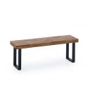 Banco Asiento negro con patas metálicas y tablero de Roble oscuro American Modelo Loft