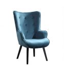 Sillón Butaca Tejido Gris con patas de madera Modelo Voss Velvet