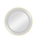 Tocador de Peluquería redondo estilo Moderno con espejo LED y marco dorado Modelo Bree Gold 80 cm
