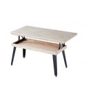 Mesa de centro elevable negra con patas metálicas y tablero de Roble Nordish Modelo Berg 120x60cm
