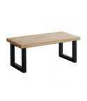 Mesa de centro elevable negra con patas metálicas y tablero de Roble Nordish Modelo Loft 120x60cm