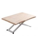 Mesa de centro elevable blanca con patas metálicas y tablero con forma Roble Nordish Modelo Zoe 120x80cm