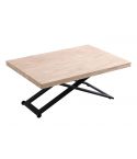 Mesa de centro elevable negra con patas metálicas y tablero recto Roble Nordish Modelo Zoe 120x80cm