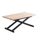 Mesa de centro elevable y extensible negra con patas metálicas y tablero Roble Nordish Modelo Natural 110x57cm