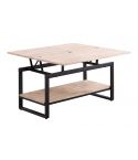 Mesa de centro elevable y extensible negra con patas metálicas y tablero Roble Nordish Modelo Steve 100x45cm