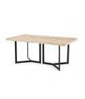 Mesa de comedor fija negra con patas metálicas y tablero de Roble Nordish con forma irregular Artico 150